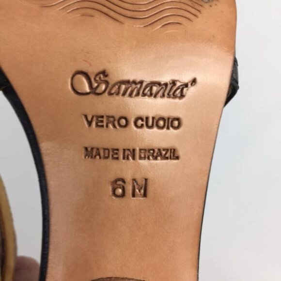 Samanta Womens Black Leather Pumps Heels Side Cutout Stacked Heel size 6 - Picture 15 of 15